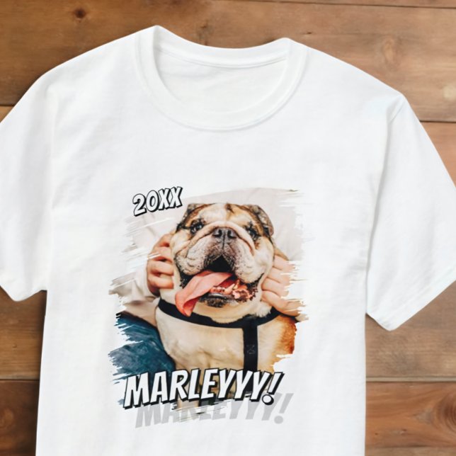Modern Comic Simple Cool Grunge Custom Pet Photo T-Shirt (Creator Uploaded)