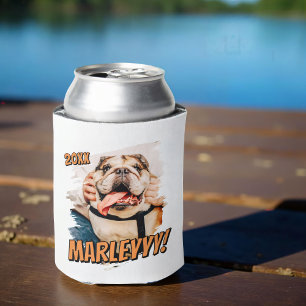 Modern Comic Simple Grunge Custom Pet Photo Can Cooler