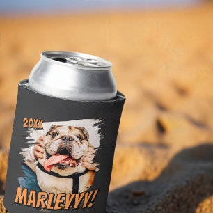 Modern Comic Simple Grunge Custom Pet Photo Can Cooler