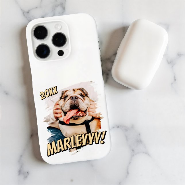 Modern Comic Simple Grunge Custom Pet Photo Case-Mate iPhone Case (Creator Uploaded)