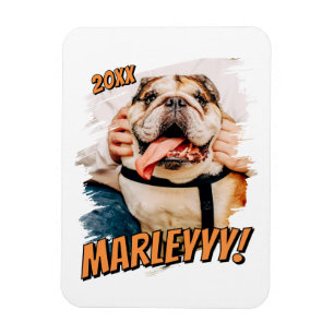 Modern Comic Simple Grunge Custom Pet Photo Magnet