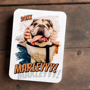 Modern Comic Simple Grunge Custom Pet Photo Magnet