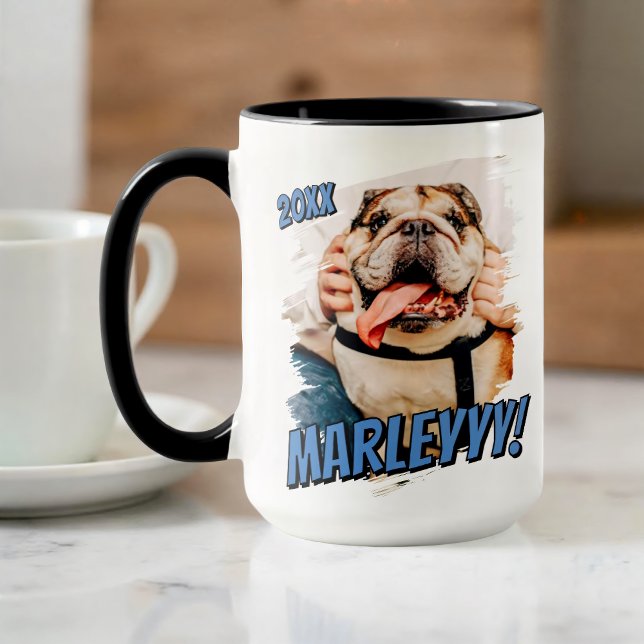 Modern Comic Simple Grunge Custom Pet Photo Mug (Creator Uploaded)