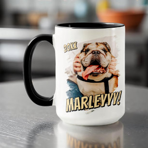 Modern Comic Simple Grunge Custom Pet Photo Mug