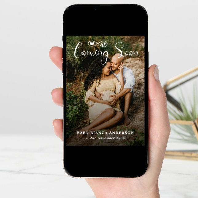 Modern Coming Soon Baby Photo Pregnancy Announcement (Front Digital)