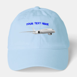 Modern Commercial Airplane Custom Name Blue Dad Hat