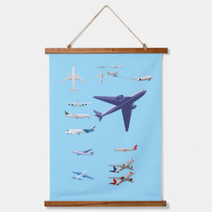 Modern Commercial Airplanes Fleet Aviation Wall Hanging Tapestry