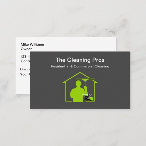 Modern Commercial Cleaning Service Business Cards