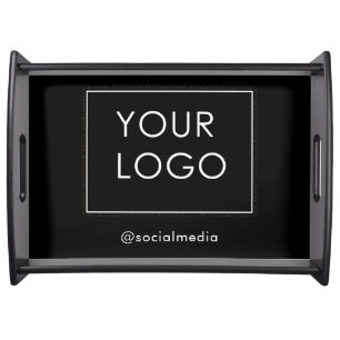 Modern Company Business Branded Logo Black Serving Tray