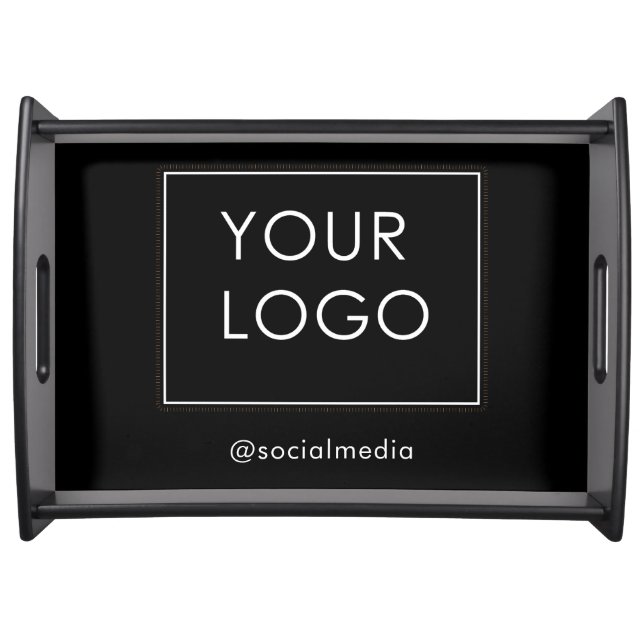 Modern Company Business Branded Logo Black   Serving Tray (Front)