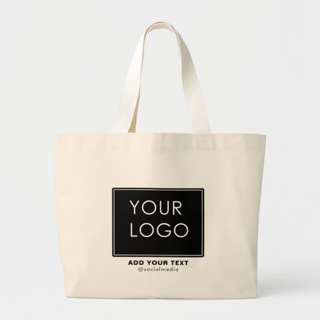 Modern Company Business Corporate Logo Black    Large Tote Bag (Front)