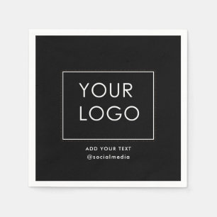 Modern Company Business Corporate Logo Black Napkins