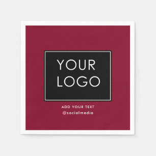 Modern Company Business Corporate Logo Burgundy Napkins