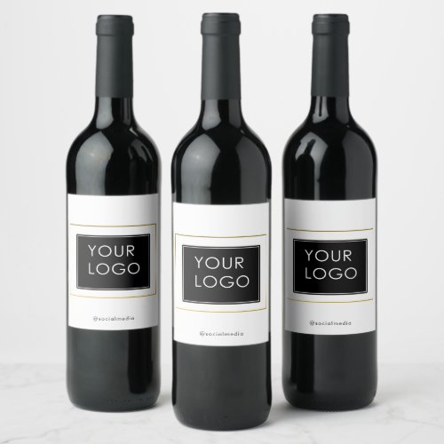 Modern Company Business Corporate Logo White  Wine Label