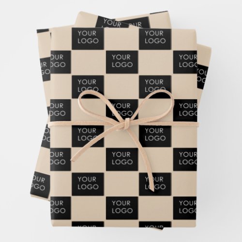 Modern Company Business Logo Promo Beige Wrapping Paper Sheets