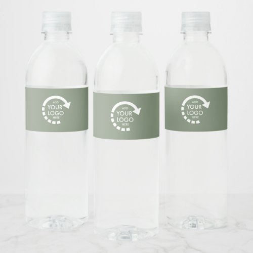 Modern Company Business Logo  Sage Green Water Bottle Label
