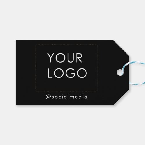 Modern Company Business Logo Social Media Black Gift Tags