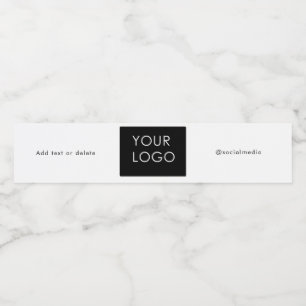 Modern Company Business Logo Social Media Plain  Water Bottle Label