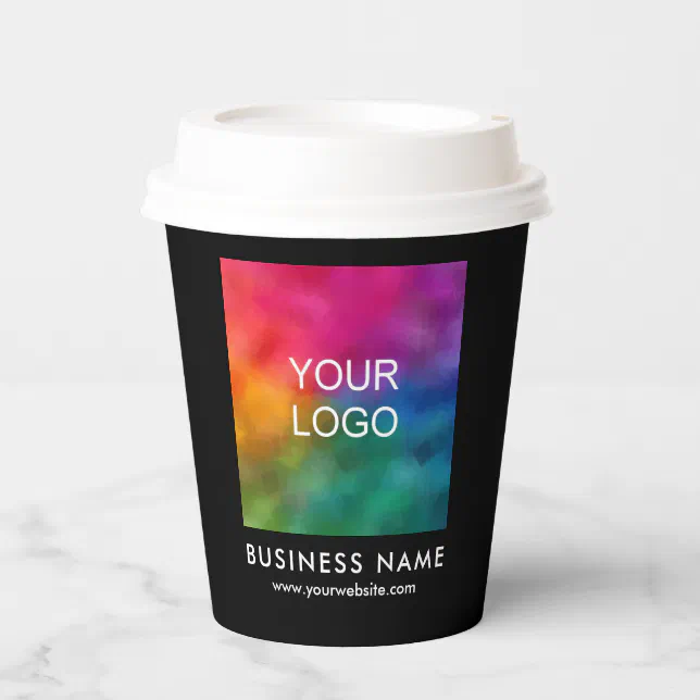 Modern Company Business Logo Template With Lid Paper Cups | Zazzle