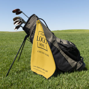 Modern Company Business Logo Yellow Branded Golf Towel