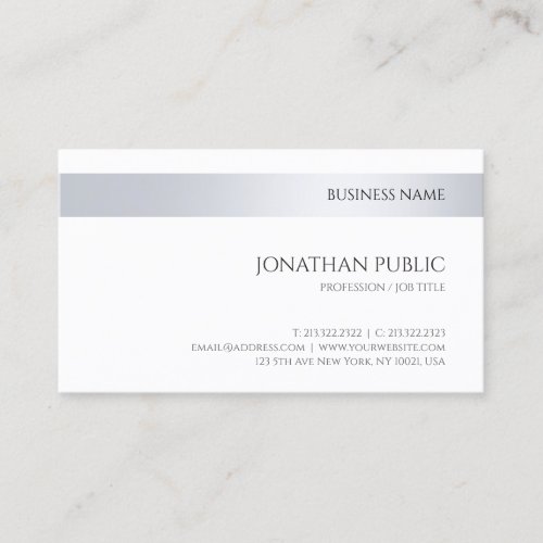 Modern Company Elegant Silver Minimalist Template Business Card