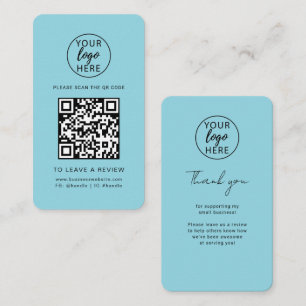 Modern Company Logo and QR Code Review Business Card
