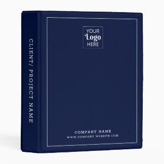 Modern Company Logo Business Name Navy Blue Mini Binder