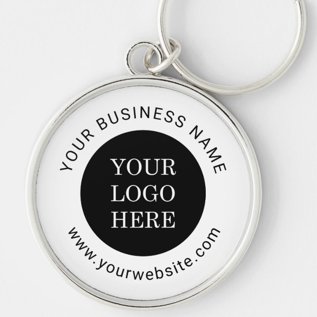 Modern Company Logo Custom Business Name Website Keychain (Front)
