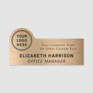 Modern Company Logo Gold Name Tag
