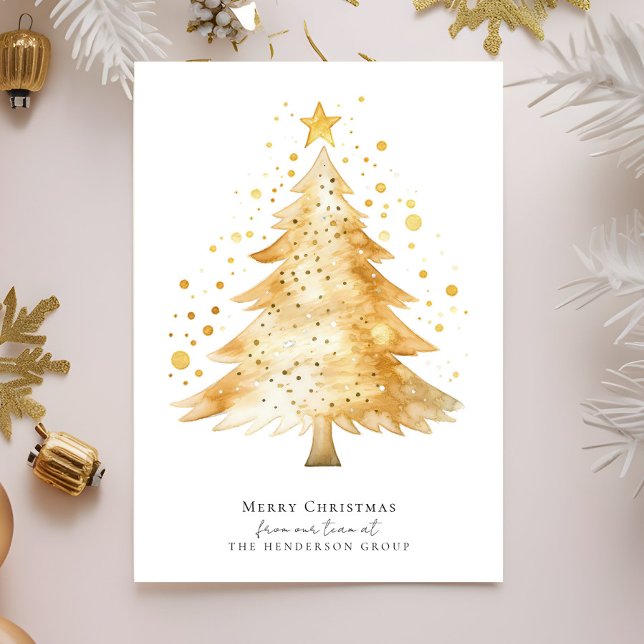 Modern Company Logo Merry Christmas Tree Holiday Card (Creator Uploaded)