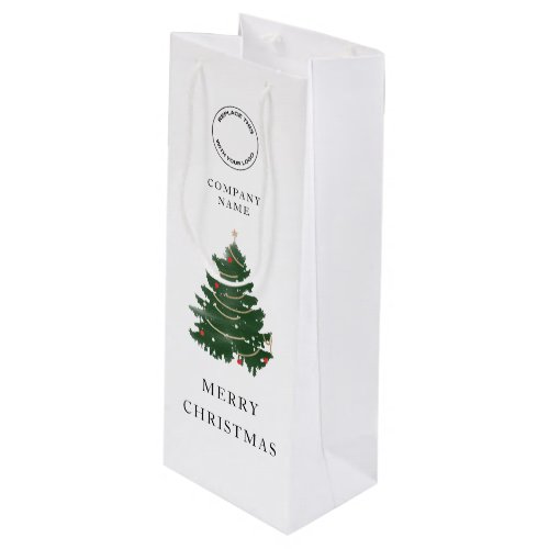 Modern Company Logo Merry Christmas Tree Wine Gift Bag
