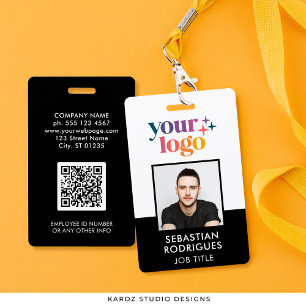 Modern Company Logo Photo Black ID Badge