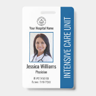 Modern Company Logo Photo Blue Employee ID Badge