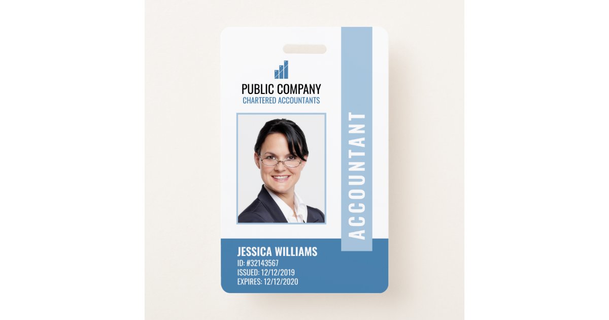 Modern Company Logo Photo Employee ID Badge | Zazzle.com