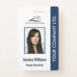 Modern Company Logo Photo Employee ID Badge | Zazzle