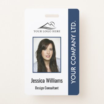 Modern Company Logo Photo Employee ID Badge | Zazzle