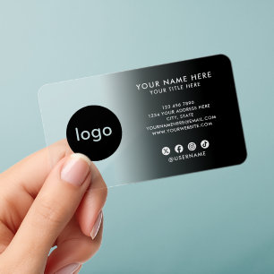 Modern Company Logo Professional Black Gradient Clear Business Cards