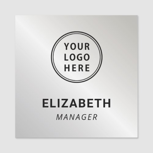 Modern Company Logo Professional Silver Name Tag