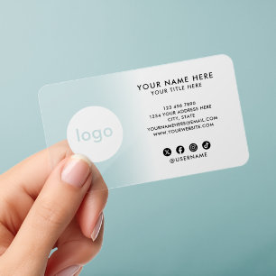 Modern Company Logo Professional White Gradient Clear Business Cards