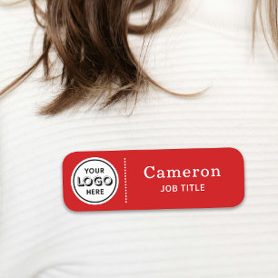 Modern Company Logo Red Employee Name Tag