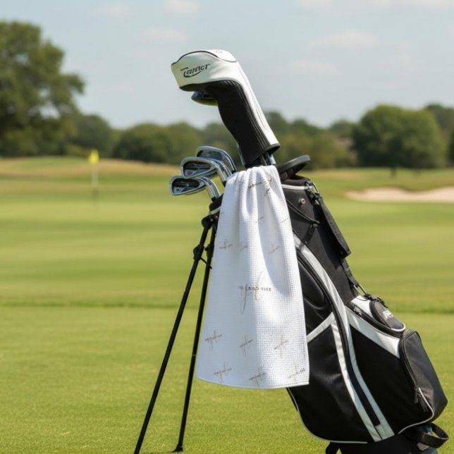 Modern Company Logo Repeat Pattern Business Promo Golf Towel (Creator Uploaded)