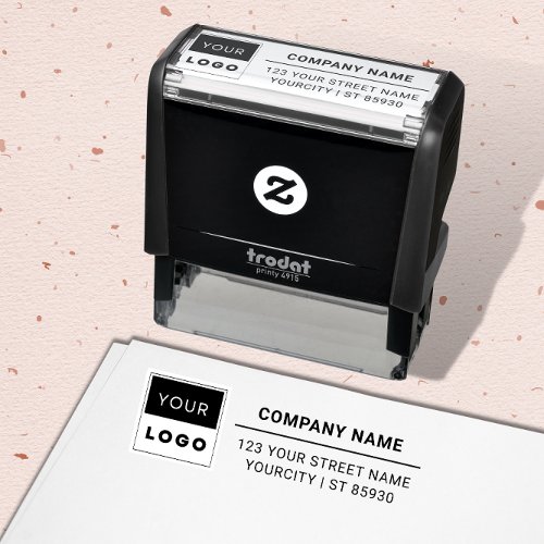 Modern Company Logo Return Address Professional Self_inking Stamp