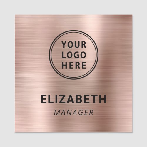 Modern Company Logo Rose Gold Professional Name Tag