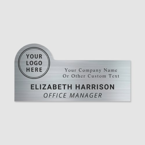 Modern Company Logo Silver Name Tag