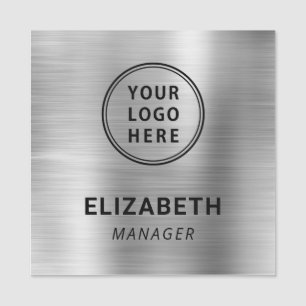 Modern Company Logo Silver Professional Name Tag