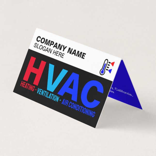 Modern Company Logo, Unique Professional HVAC  Business Card (Front)