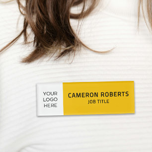 Modern Company Logo Yellow Employee Name Tag