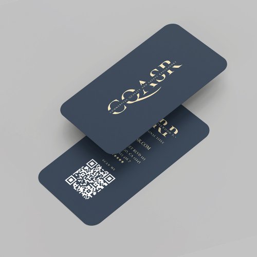 Modern Company Monogram Blue Gold Professional Business Card