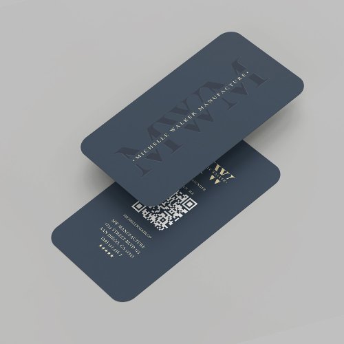 Modern Company Monogram Marketing Dark Blue Navy Business Card