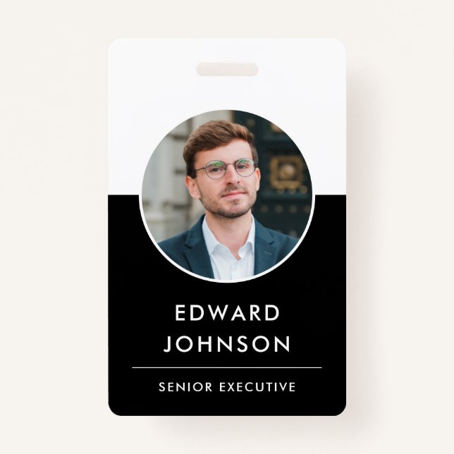 Modern Company Photo ID Barcode Card Employee Badge (Front)